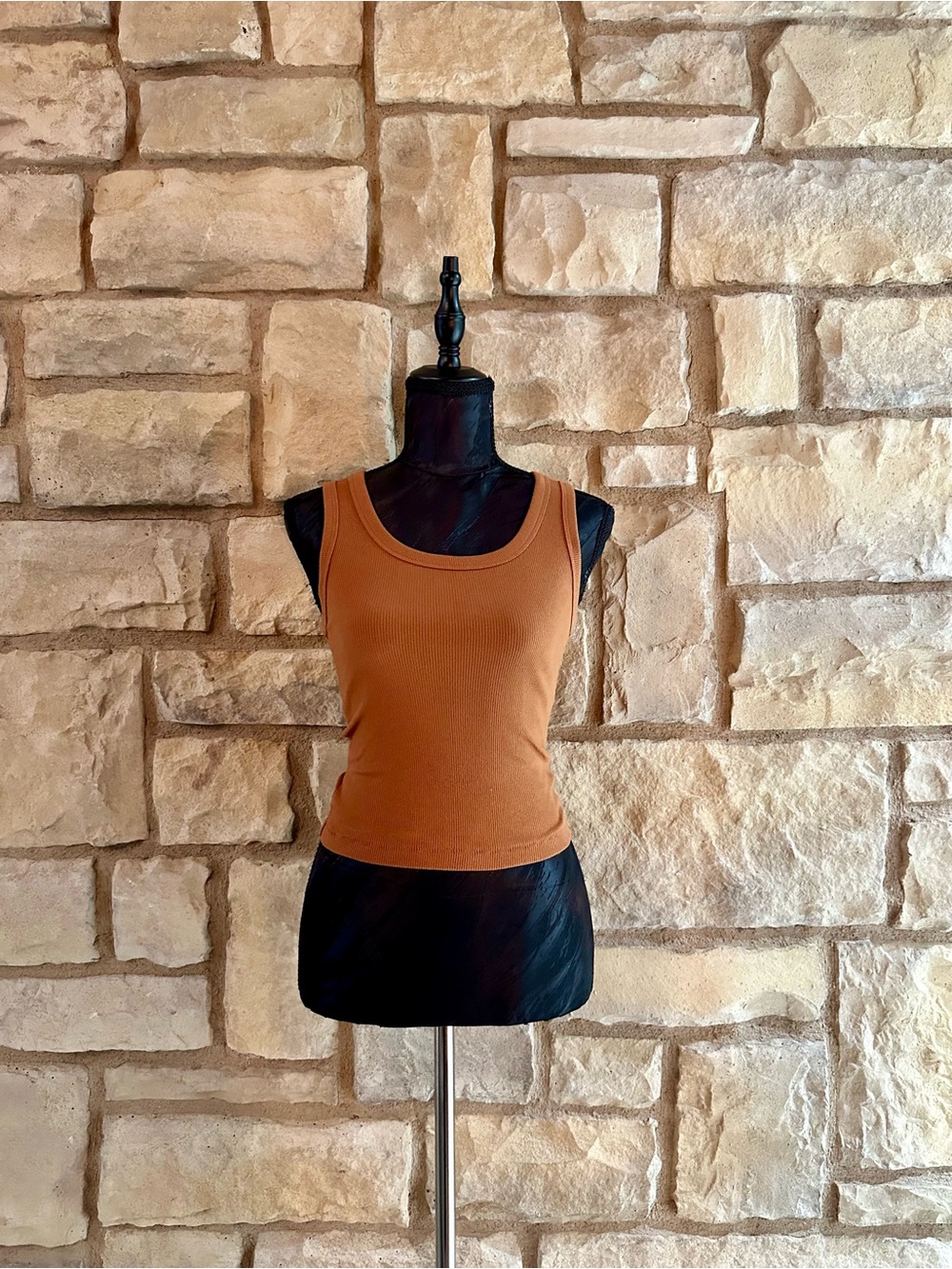 Women's Ribbed Tank Top - Burnt Orange